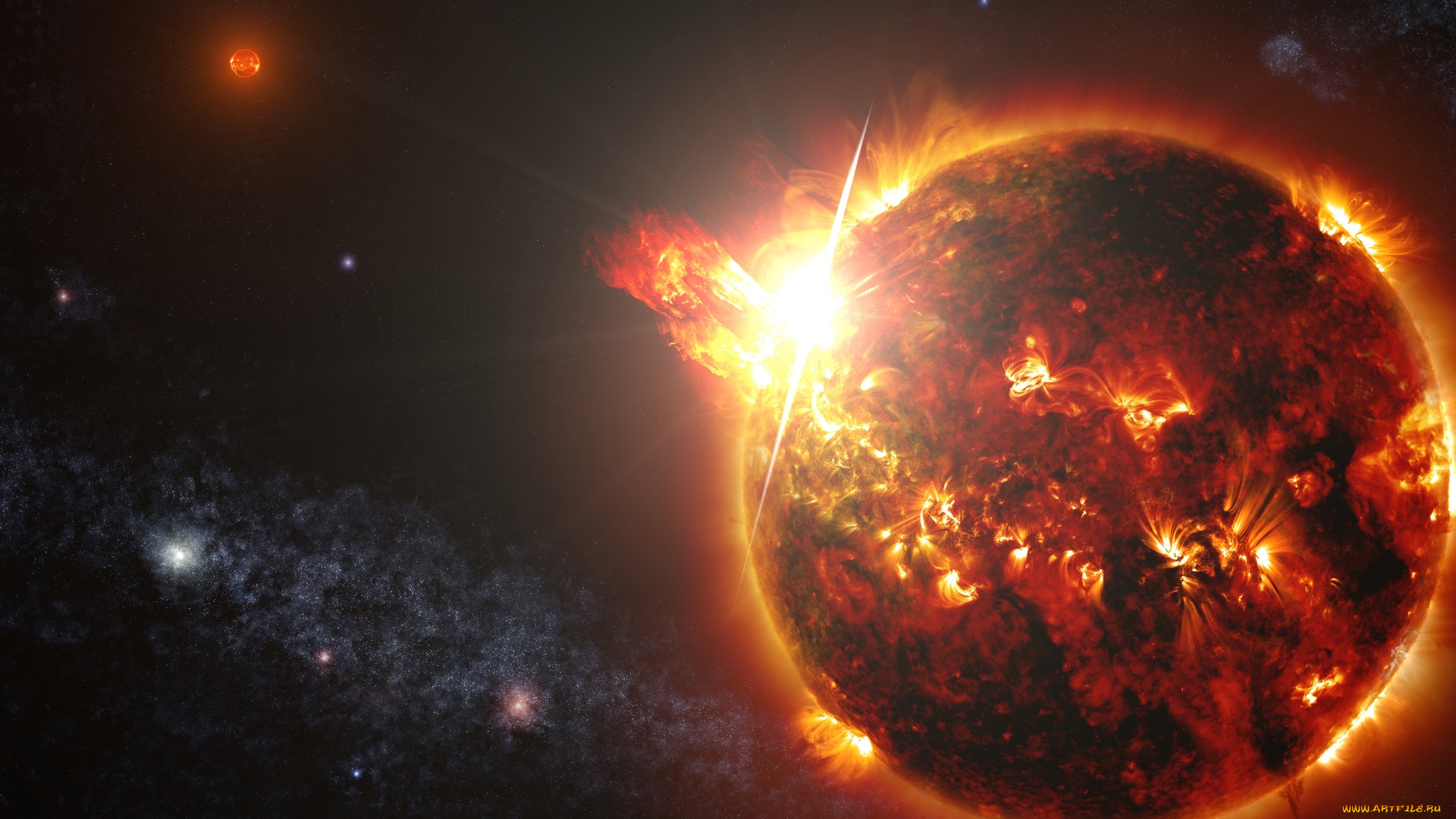 космос, солнце, планета, вселенная, звезды, галактика