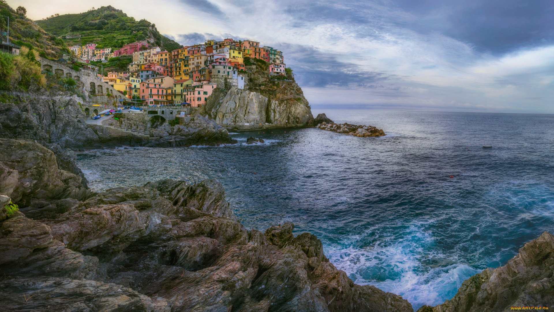 manarola, города, -, панорамы, побережье