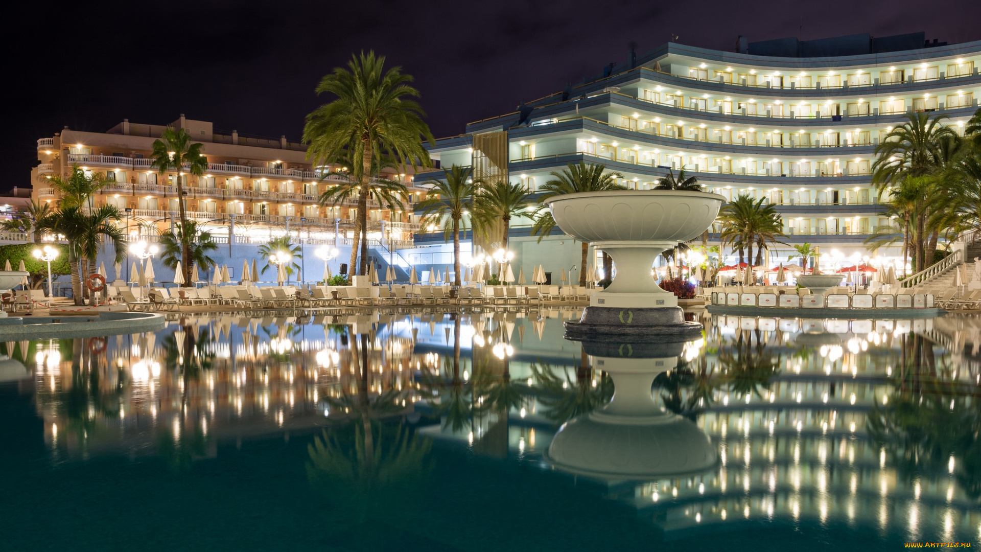 mediterranean, palace, , tenerife, города, -, огни, ночного, города, парк, отель