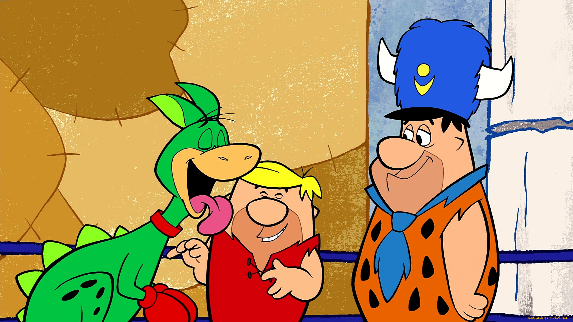 мультфильмы, the, flintstones, мужчина, динозавр, эмоции, перчатки, ринг
