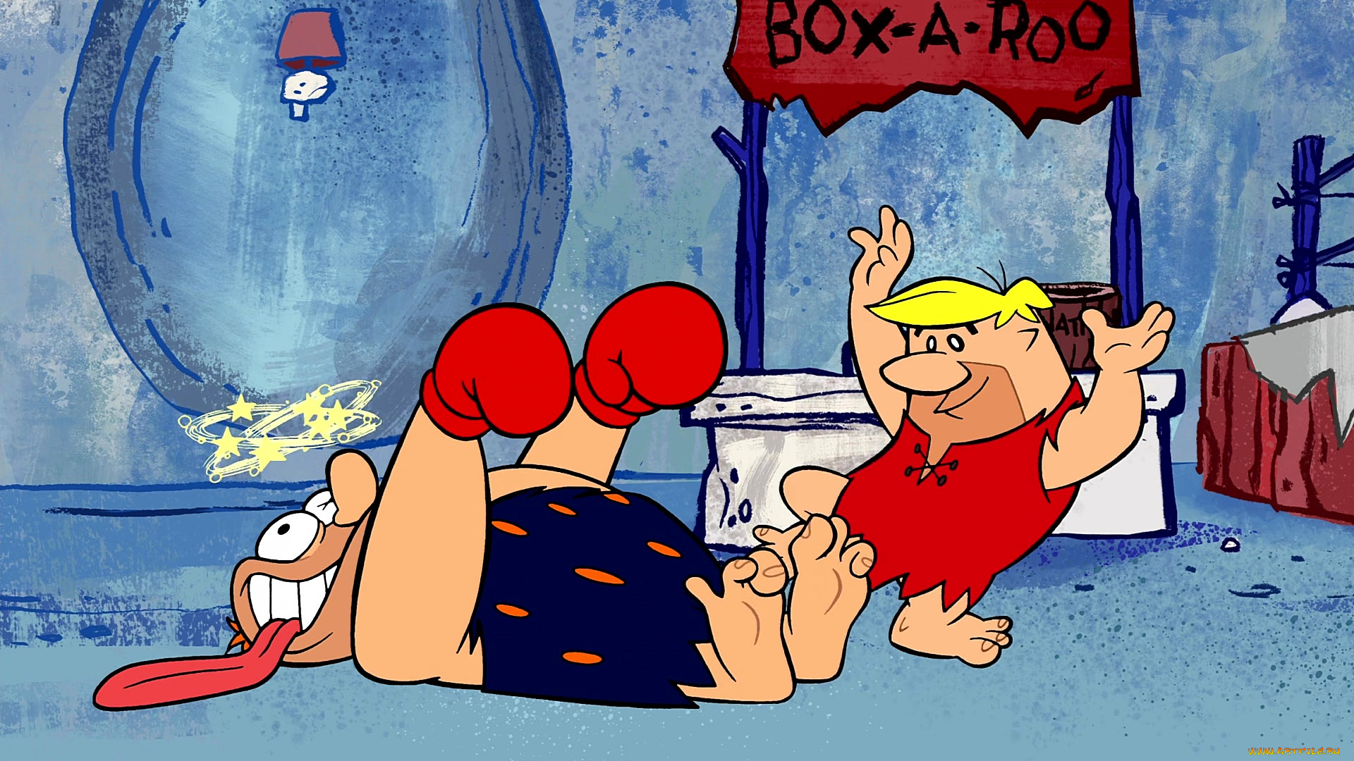 мультфильмы, the, flintstones, мужчина, двое, перчатки