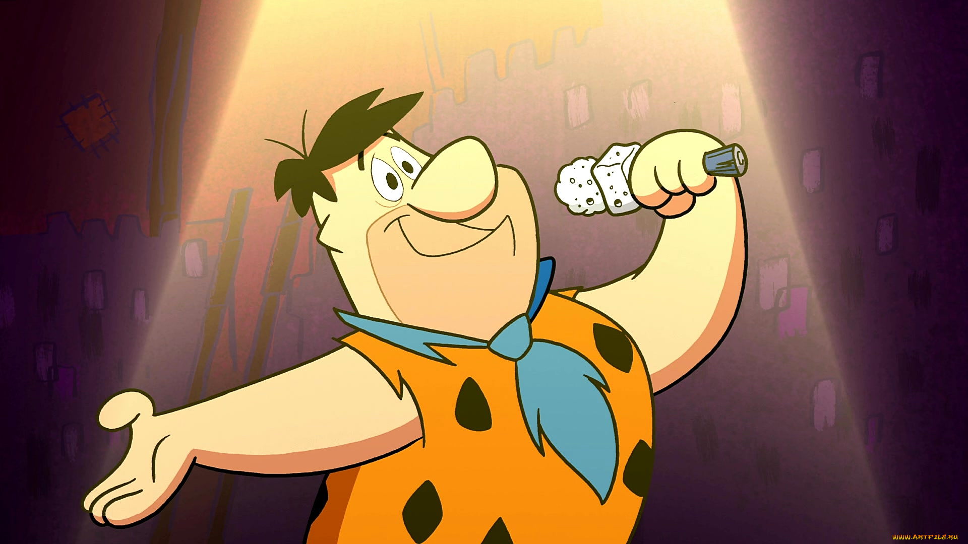 мультфильмы, the, flintstones, мужчина, микрофон, галстук
