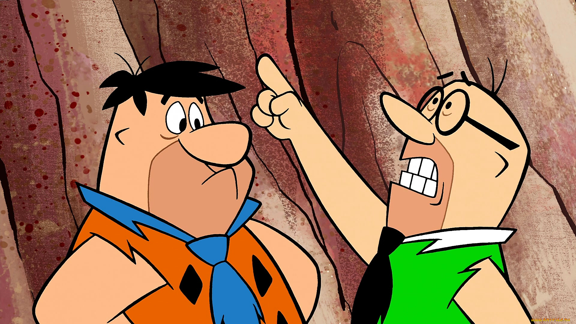 мультфильмы, the, flintstones, мужчина, очки, двое, эмоции