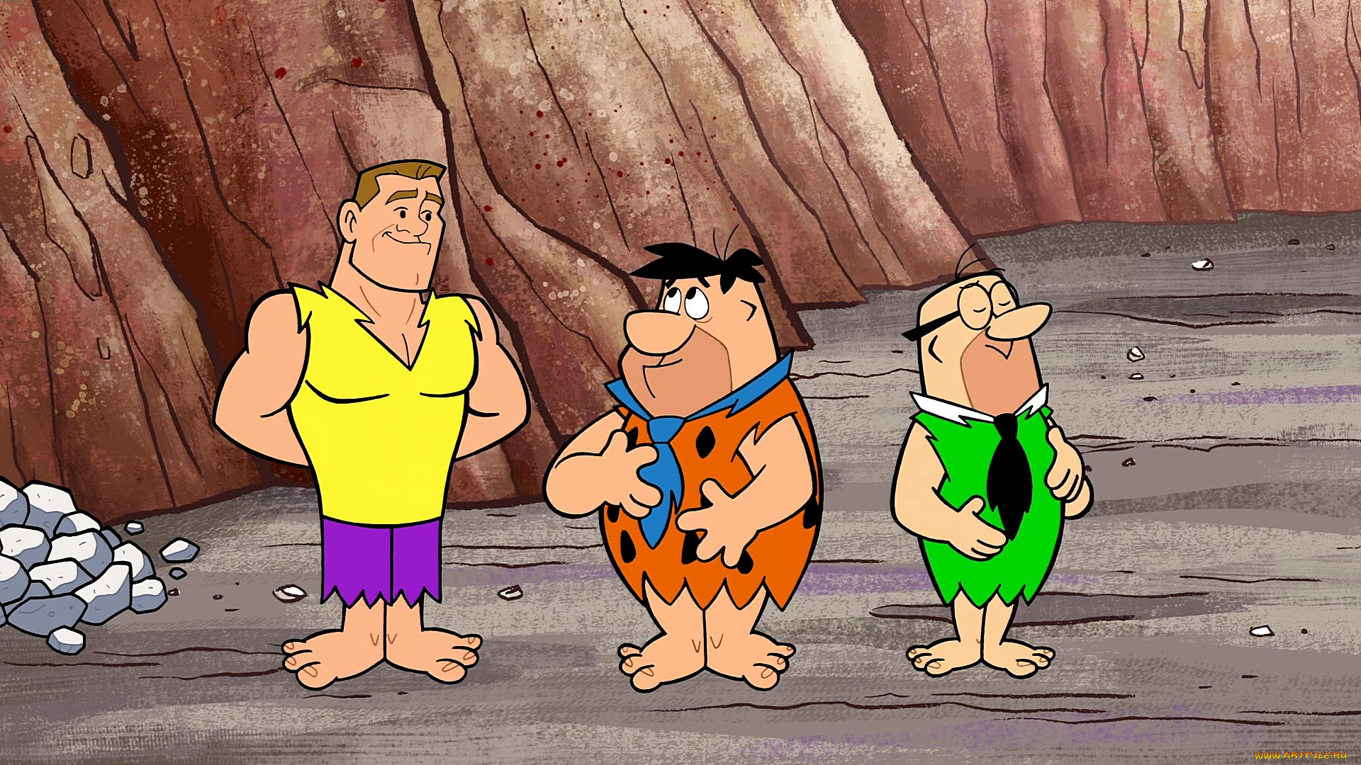 мультфильмы, the, flintstones, мужчина, трое