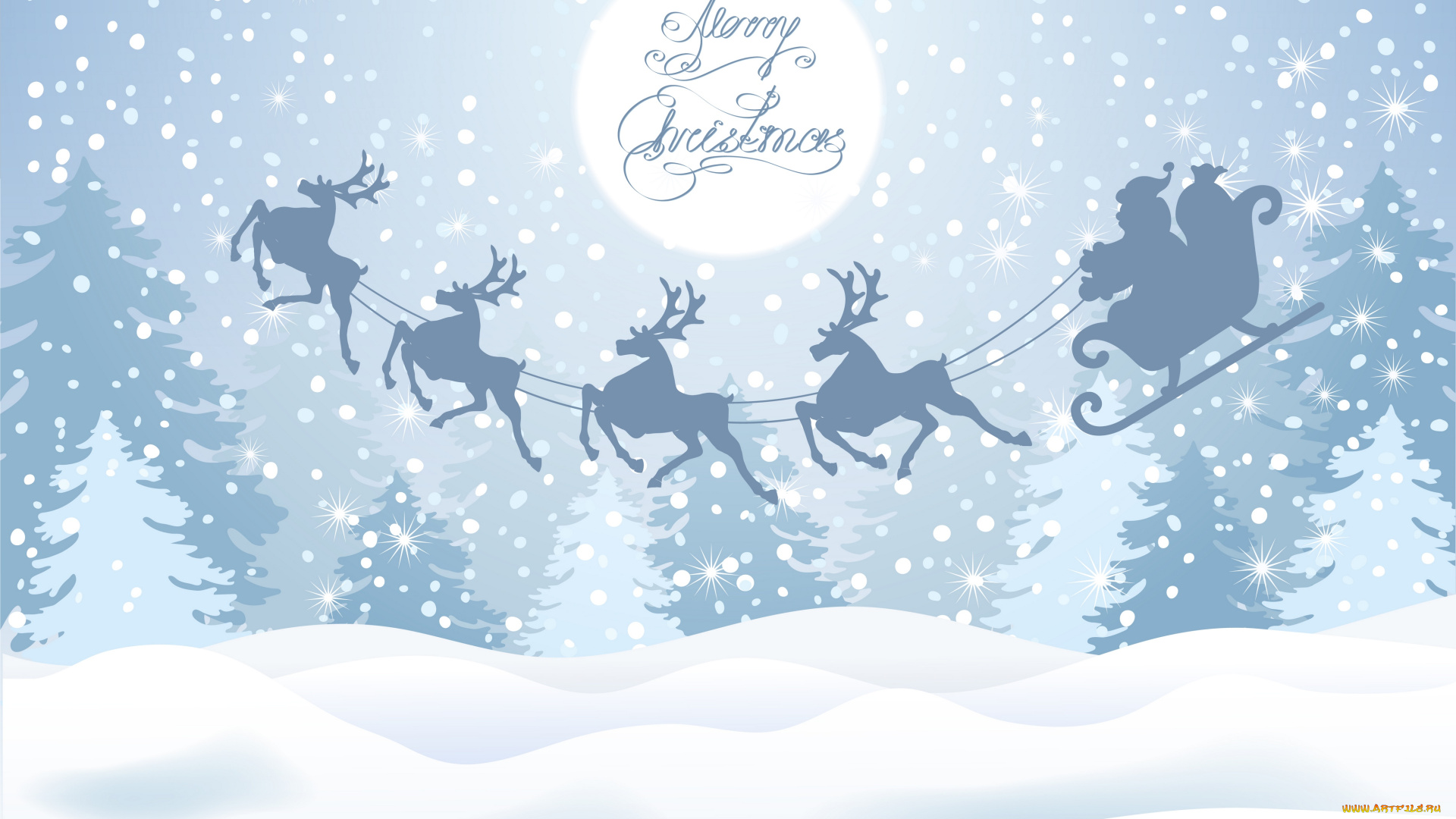 праздничные, векторная, графика, , новый, год, сани, ели, зима