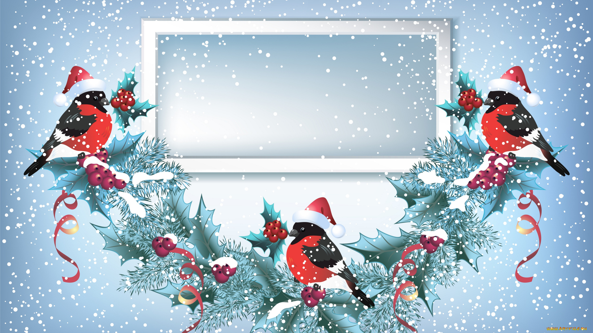 праздничные, векторная, графика, , новый, год, гирлянда, новый, год, графика, снегири