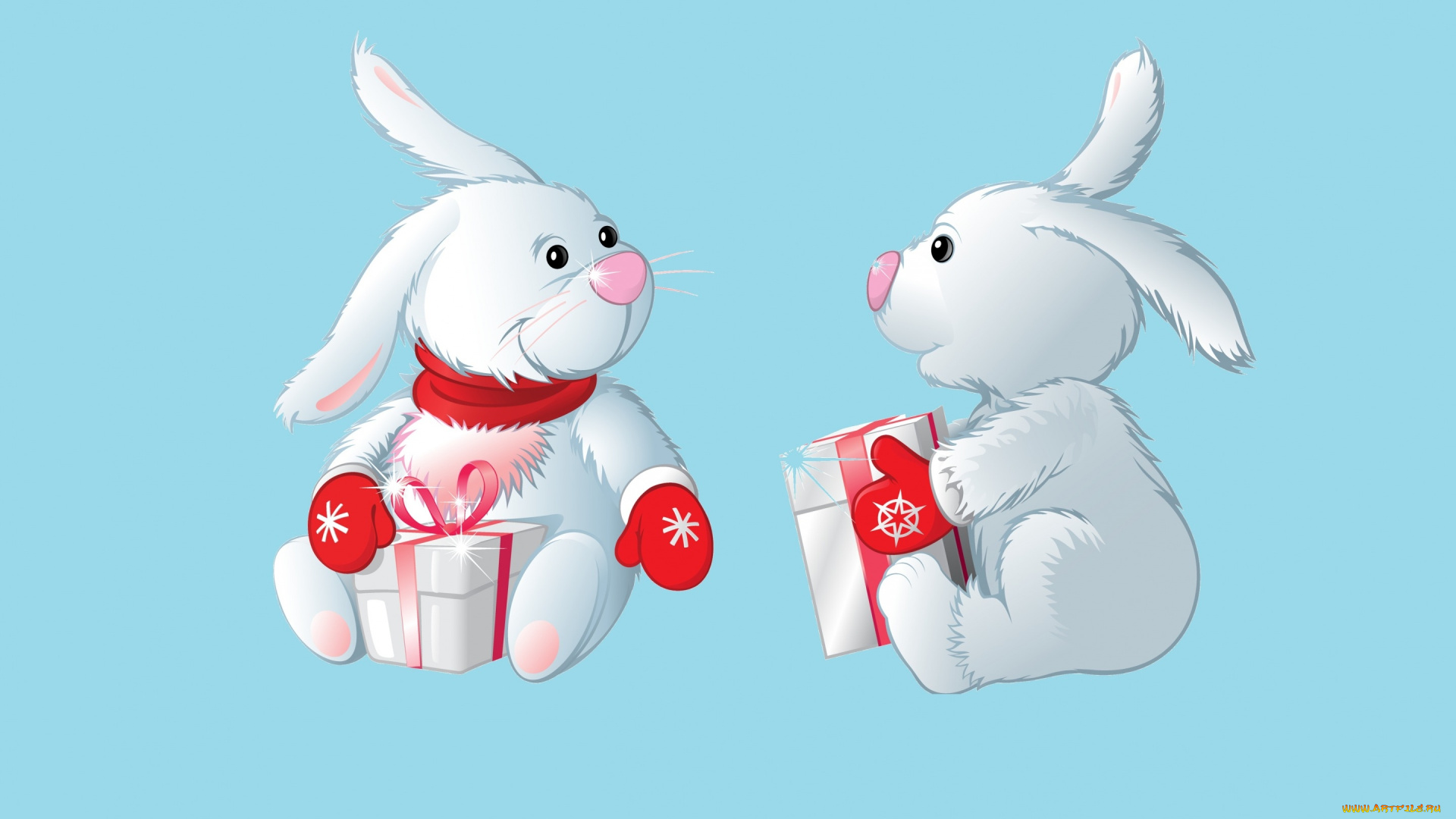 рисованное, минимализм, кролики, фон