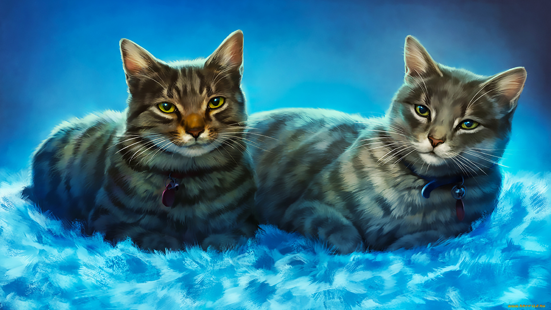 рисованное, животные, , коты, коты, мышь