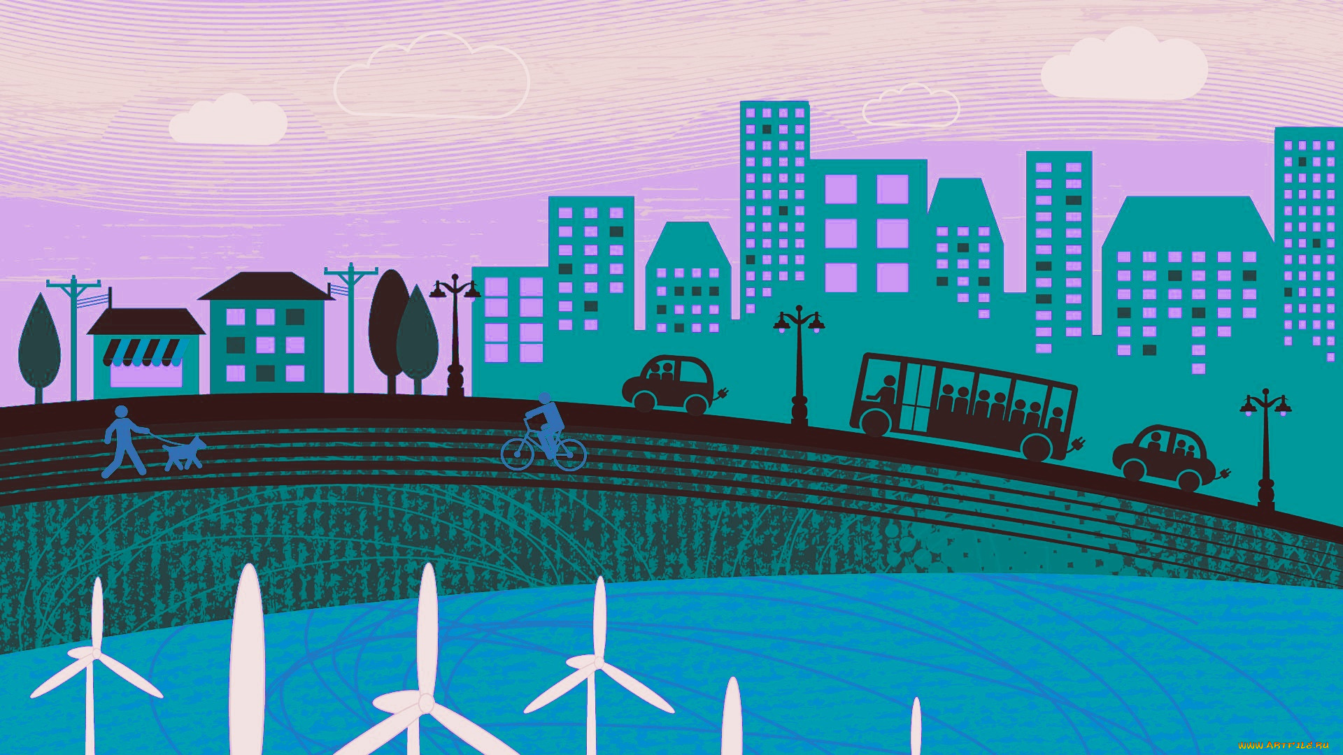 векторная, графика, графика, , graphics, город