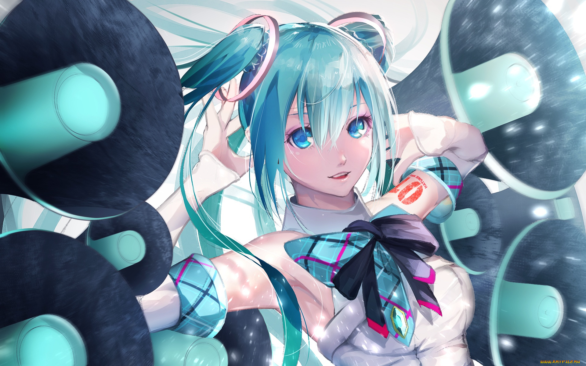 аниме, vocaloid, hatsune, miku, smile
