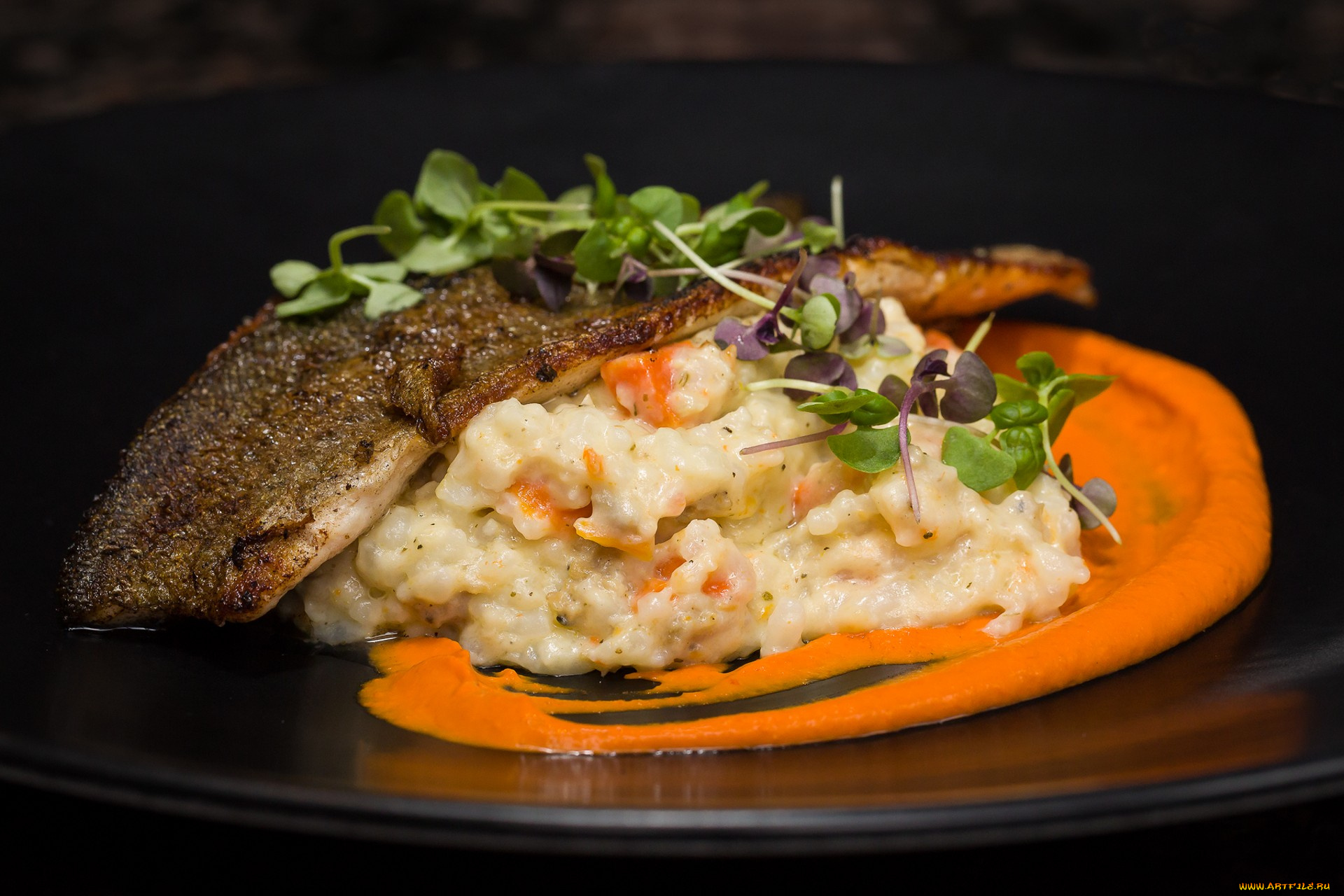 еда, рыбные, блюда, , с, морепродуктами, снедь