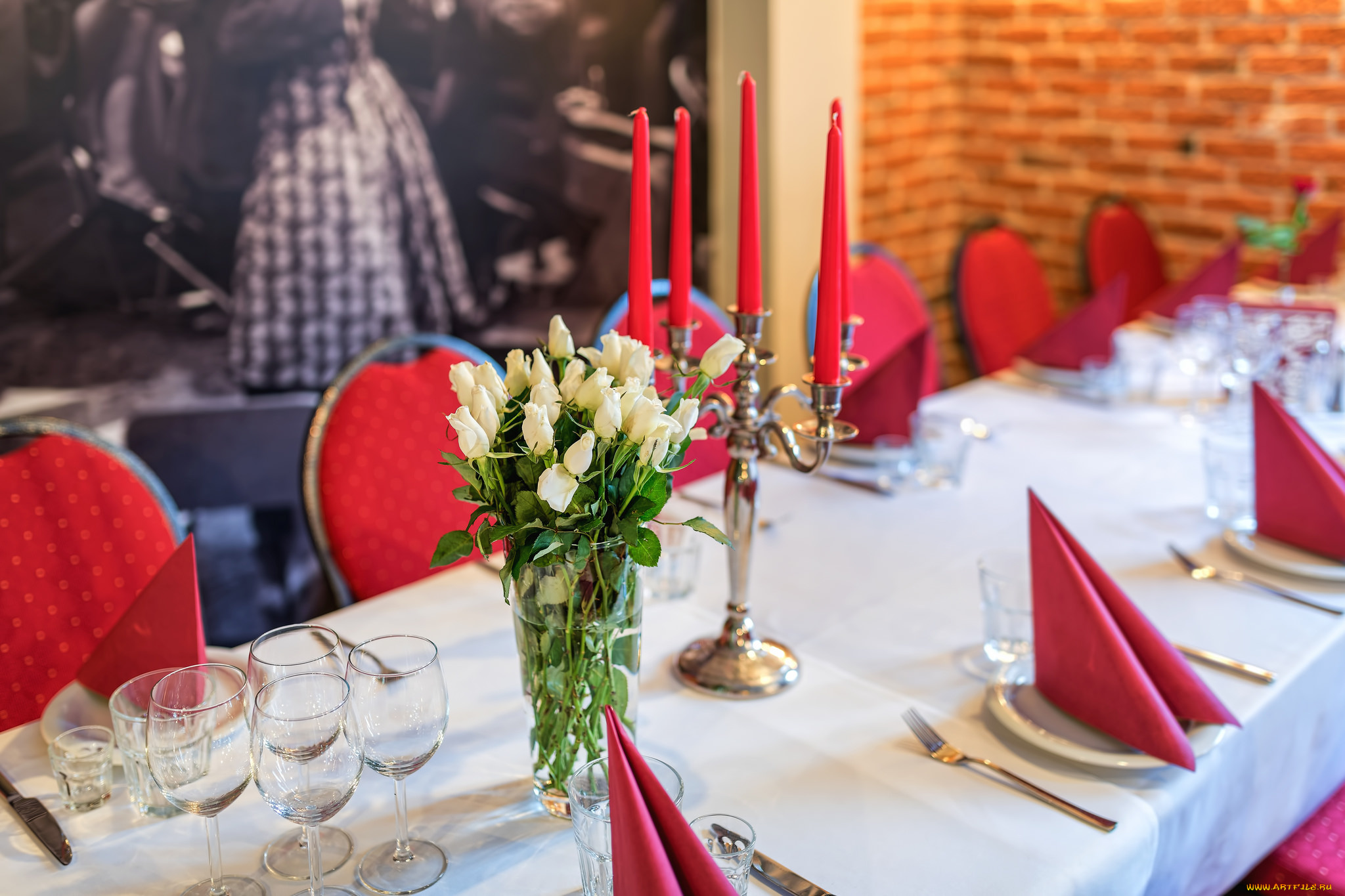 интерьер, декор, , отделка, , сервировка, посуда, цветы, розы, праздник, сервировка, кафе
