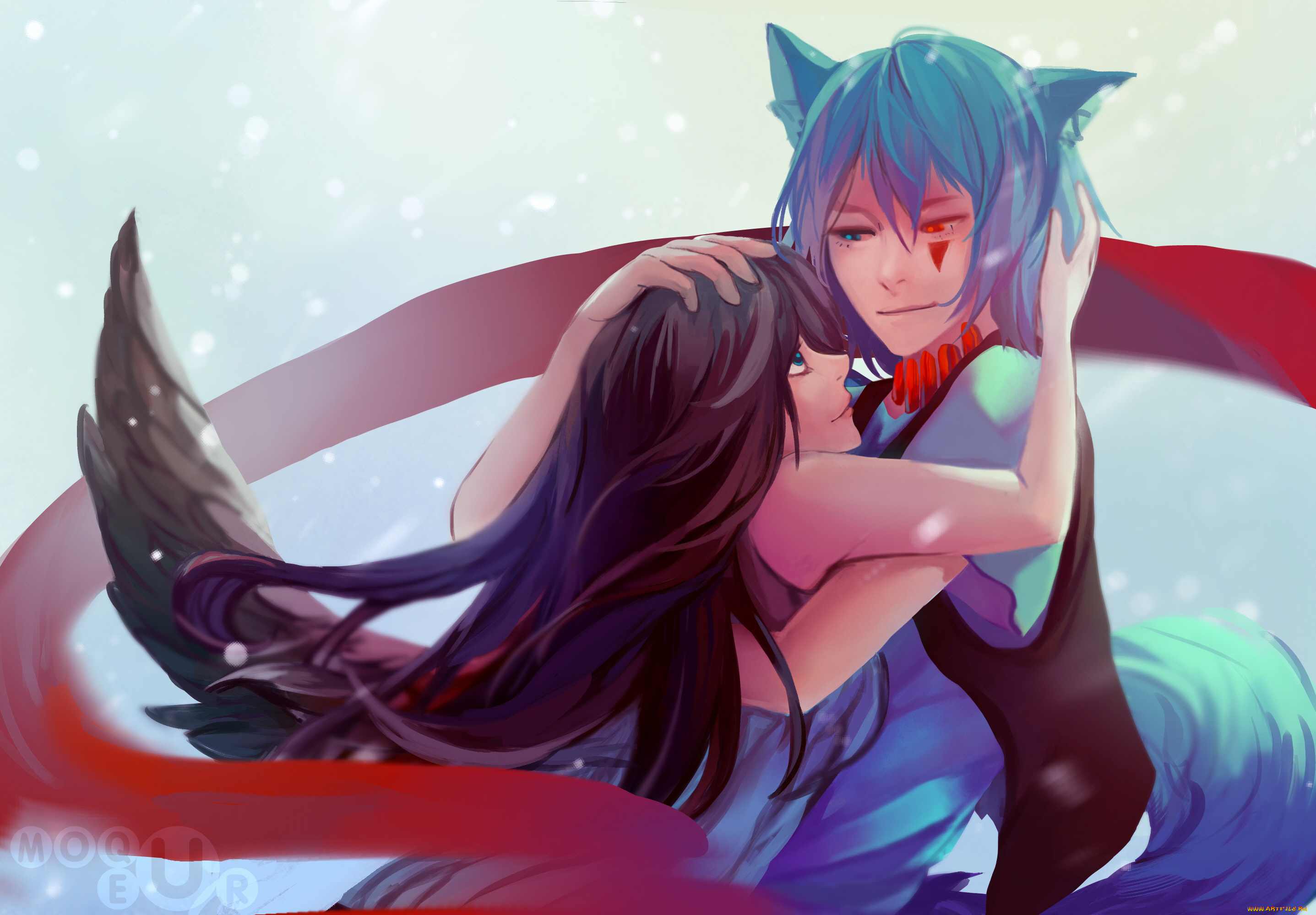 аниме, животные, , существа, пара