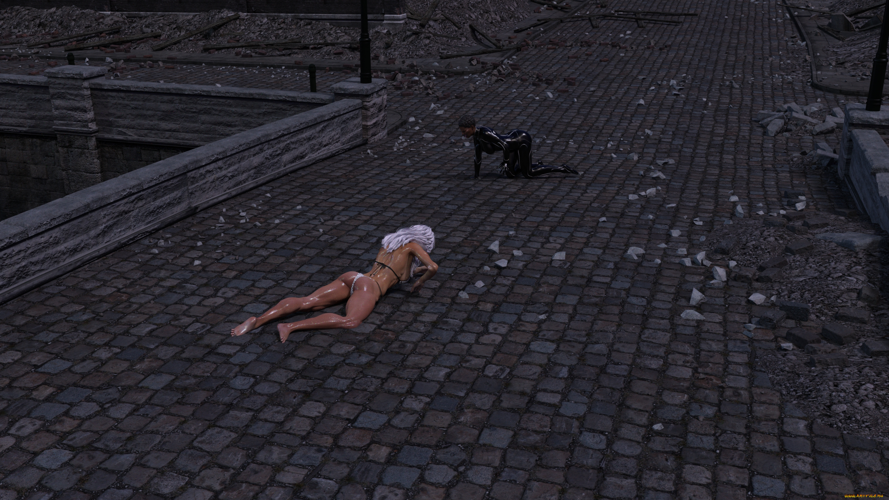 3д, графика, фантазия, , fantasy, борьба, фон, взгляд, девушки