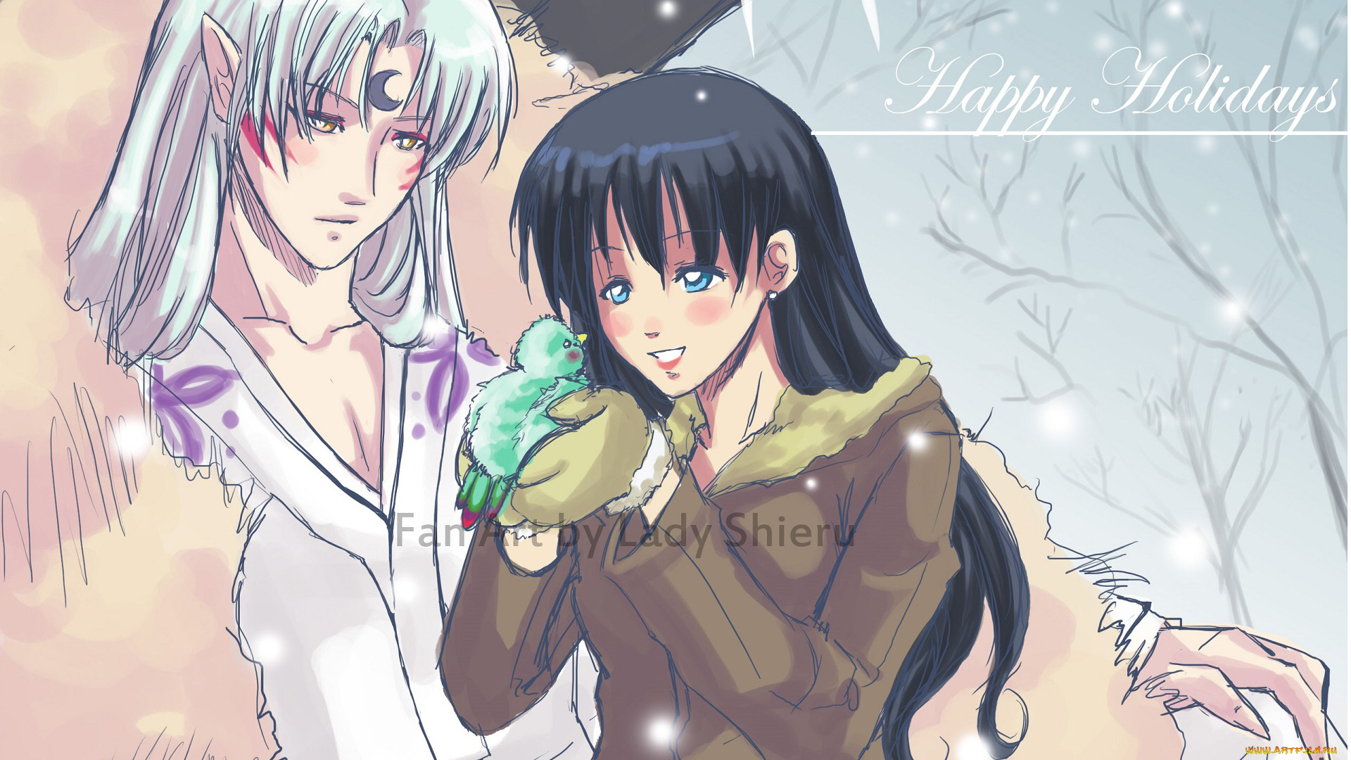 аниме, inuyasha, кагоме, сешоумару