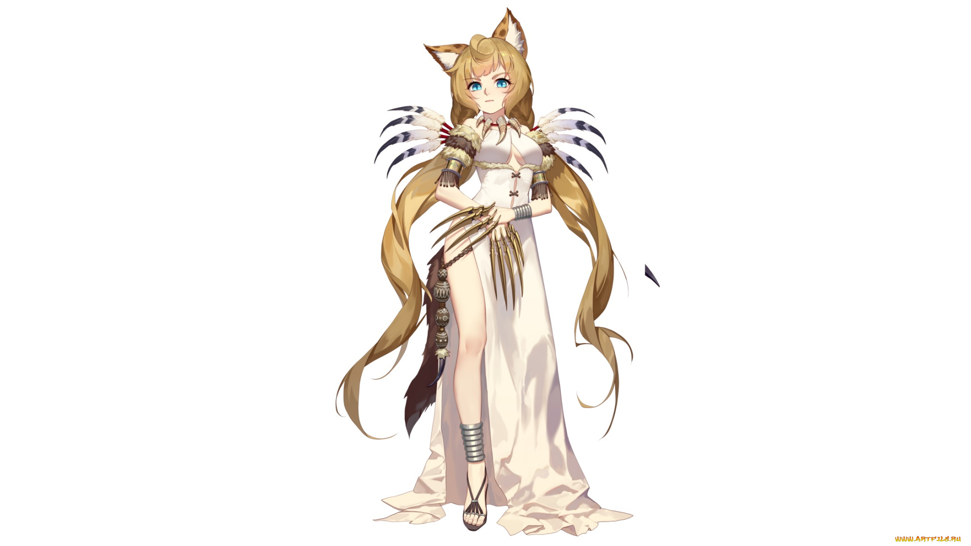 аниме, животные, , существа, фон, взгляд, девушка