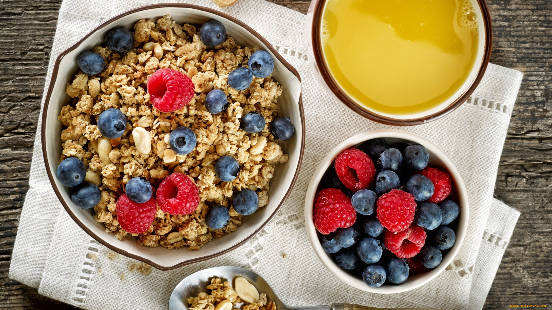 еда, мюсли, , хлопья, овсяные, хлопья, breakfast, сок, черника, завтрак, малина, ягоды