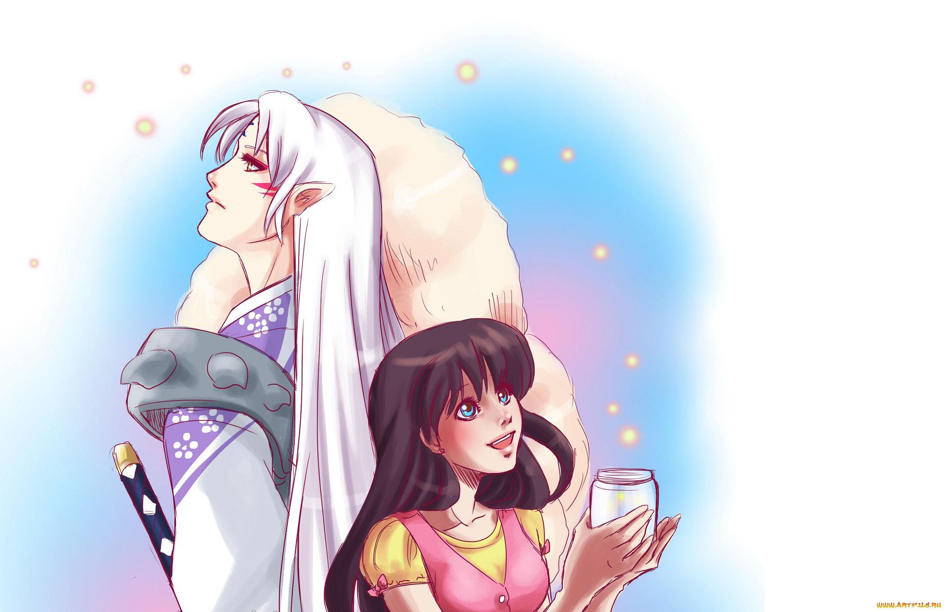 аниме, inuyasha, кагоме, сешоумару