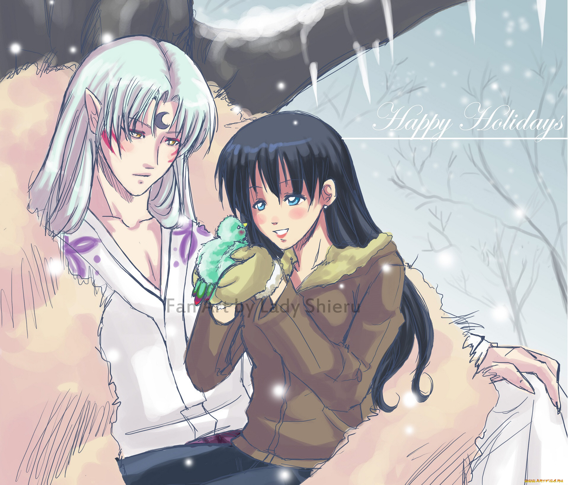 аниме, inuyasha, кагоме, сешоумару