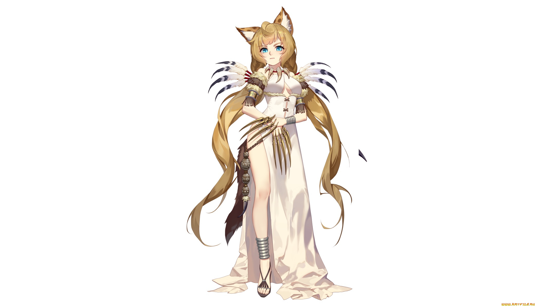 аниме, животные, , существа, фон, взгляд, девушка