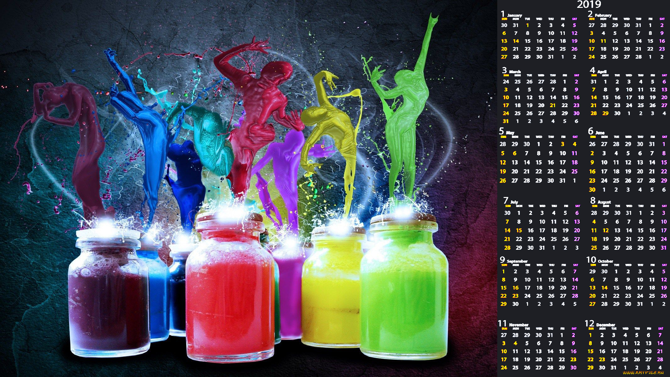 календари, компьютерный, дизайн, краска, банка