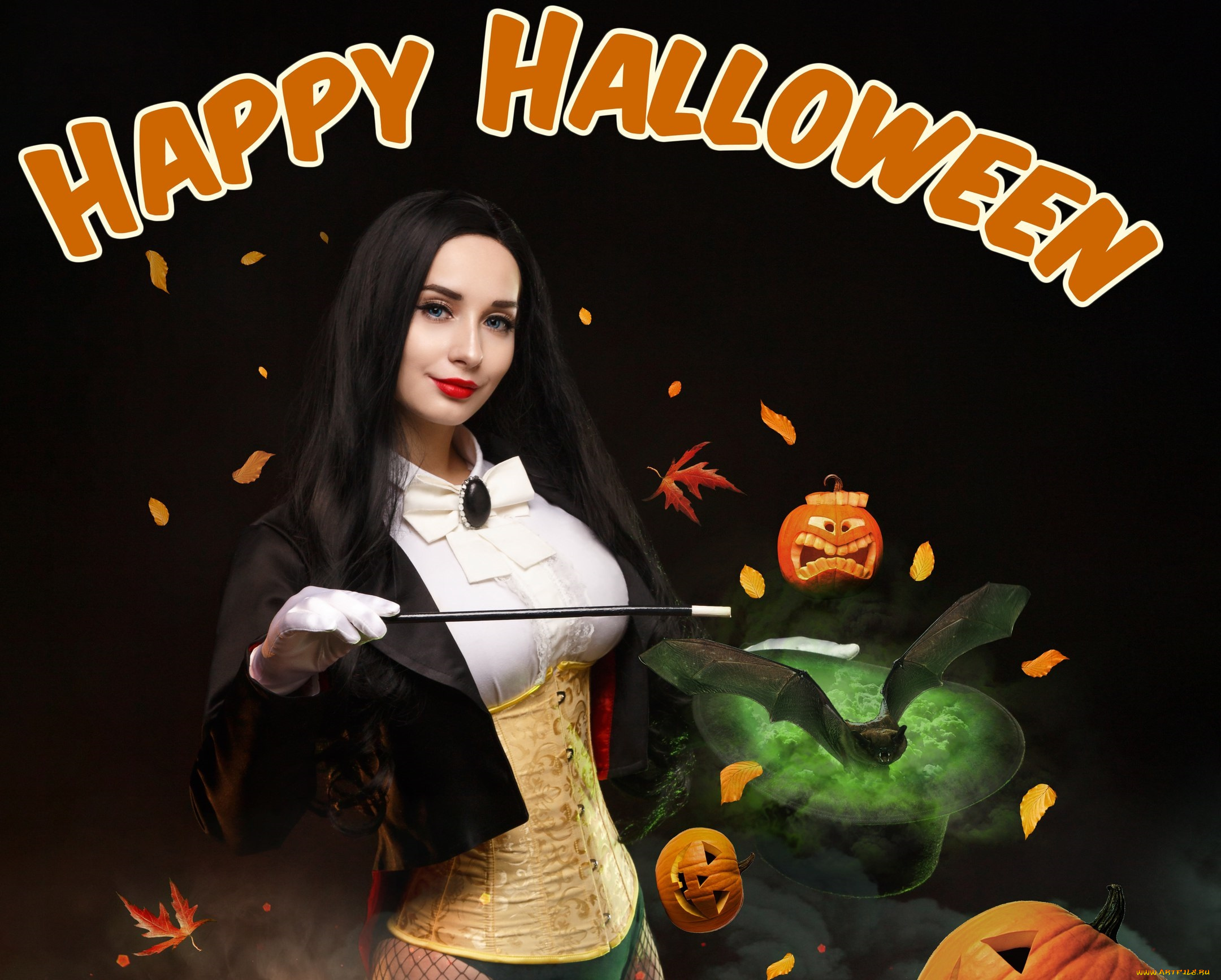 праздничные, хэллоуин, фон, взгляд, девушка