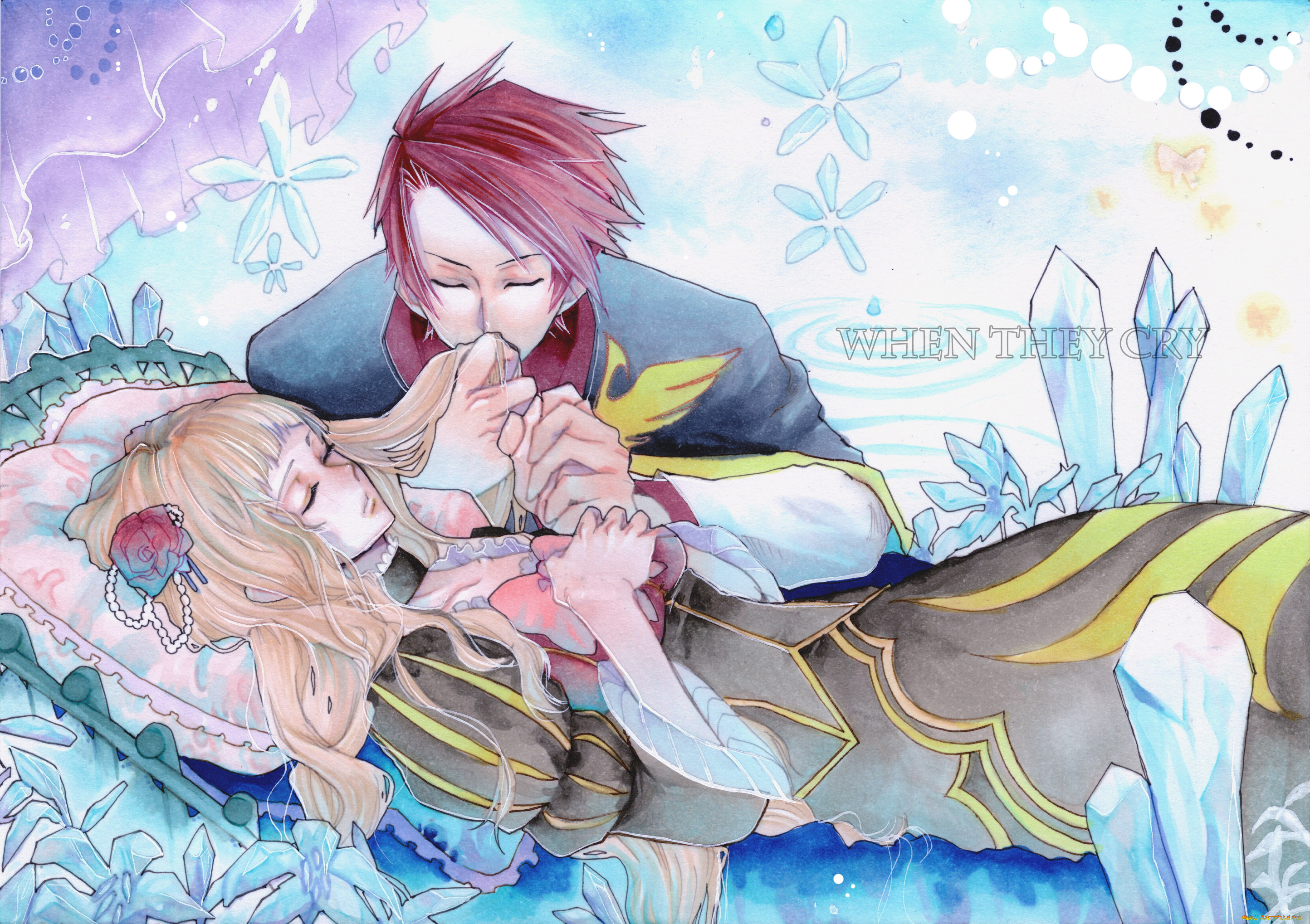 аниме, umineko, no, naku, koro, ni, двое