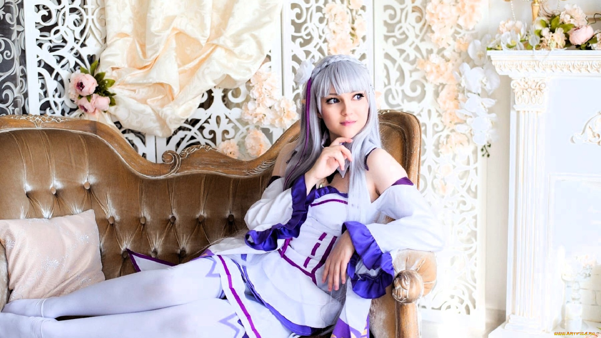 девушки, -, креатив, , косплей, костюм, образ, диван