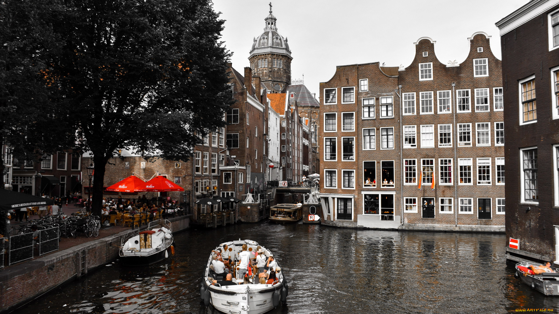 города, амстердам, , нидерланды, канал, набережная, здания