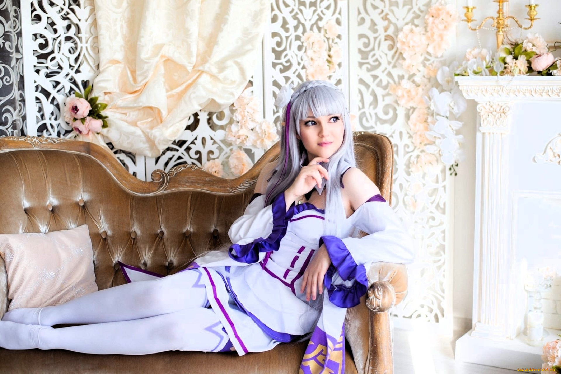 девушки, -, креатив, , косплей, костюм, образ, диван