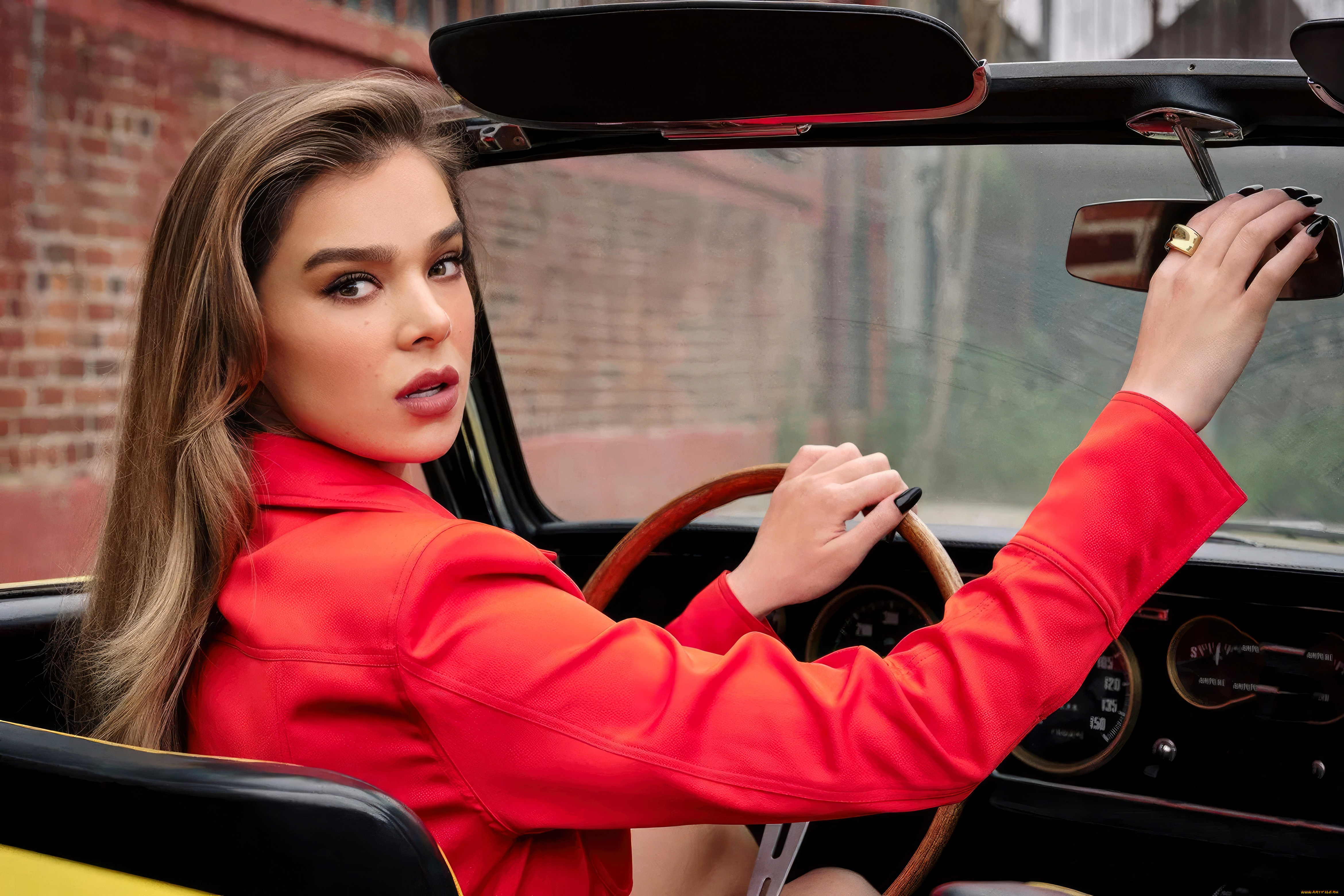 девушки, hailee, steinfeld, блондинка, куртка, машина