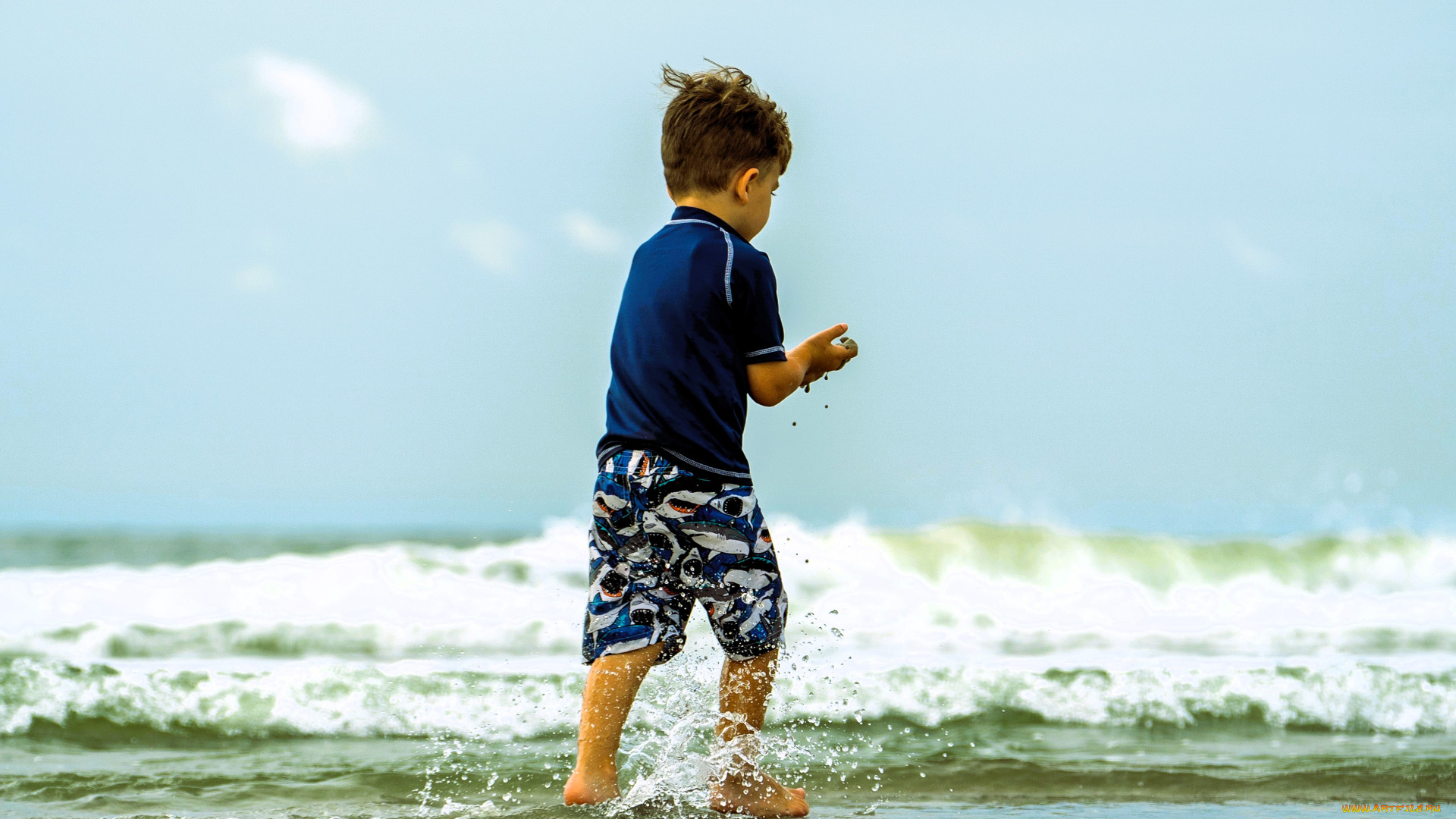 разное, дети, мальчик, ребенок, футболка, шорты, море