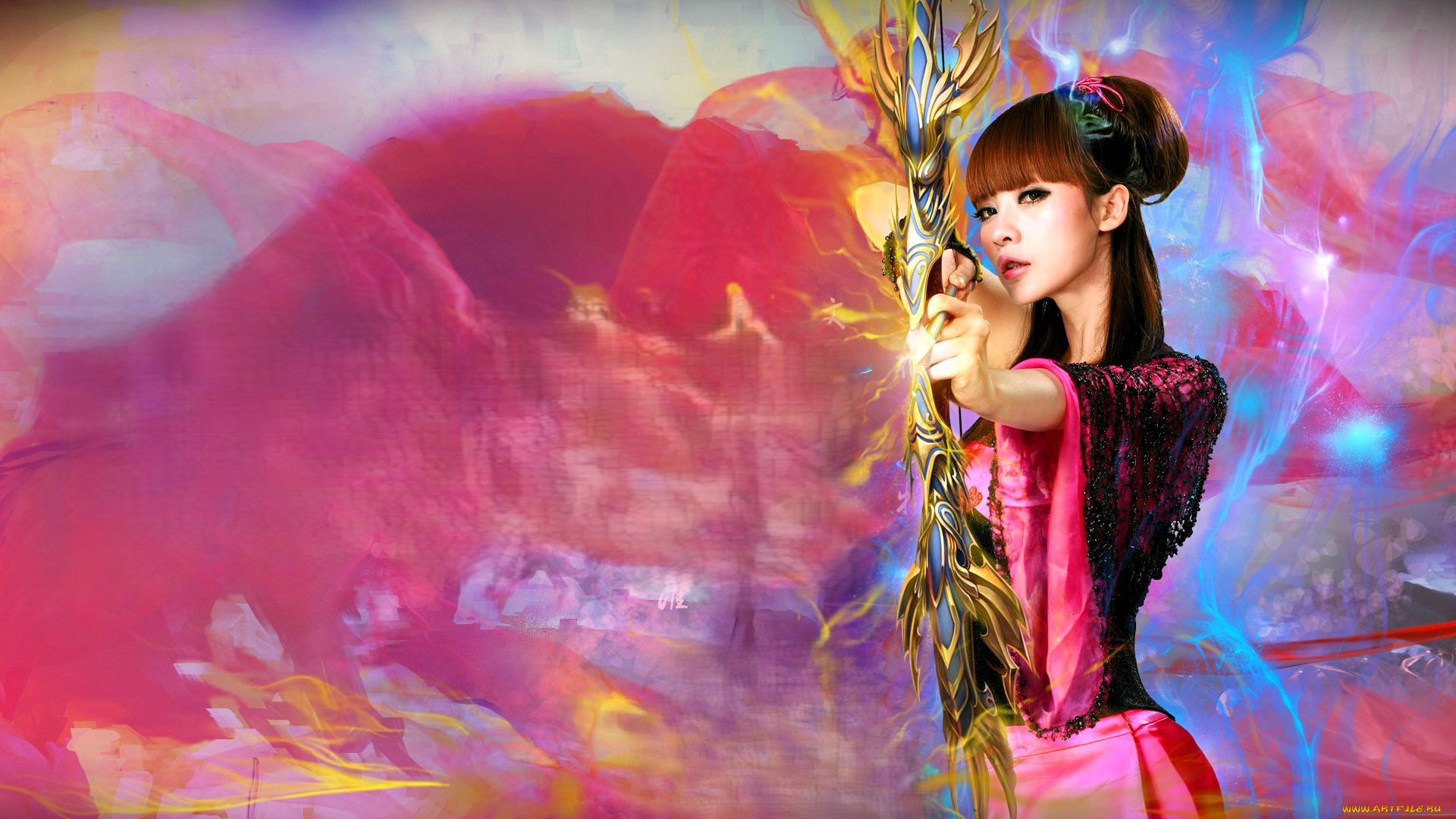 видео, игры, red, cliff, девушка, лучница, лук