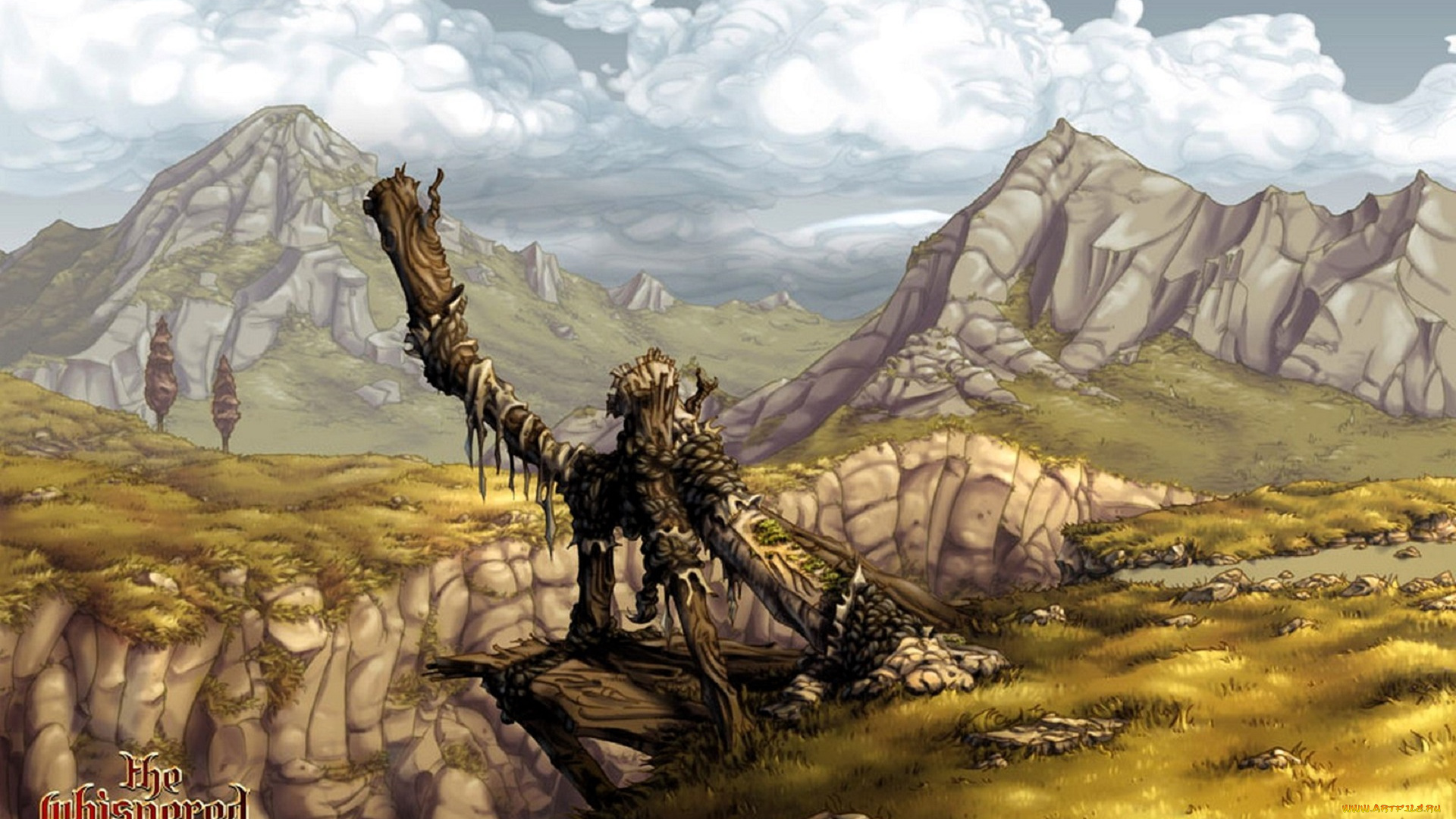 видео, игры, the, whispered, world, скалы, луга, облака, коряга