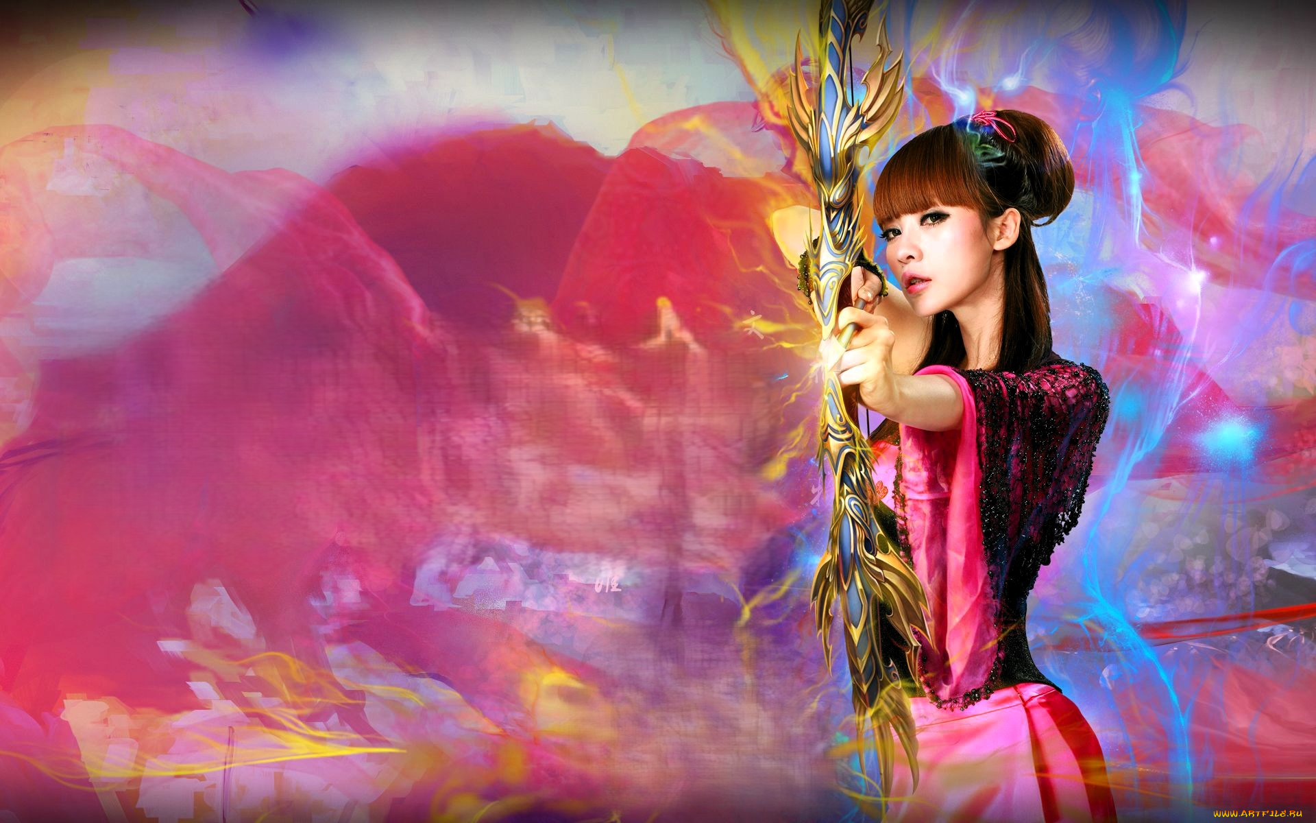 видео, игры, red, cliff, девушка, лучница, лук