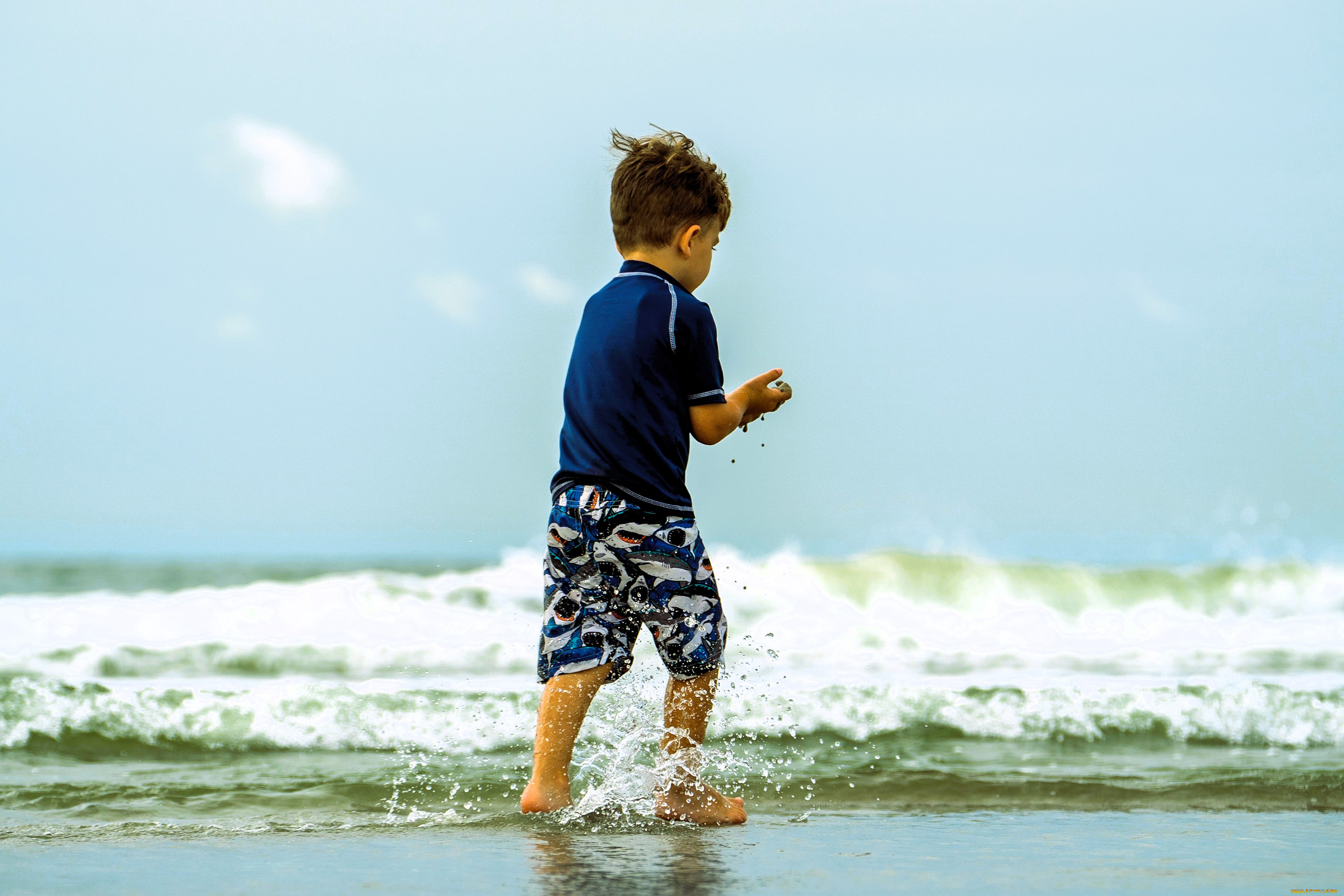 разное, дети, мальчик, ребенок, футболка, шорты, море