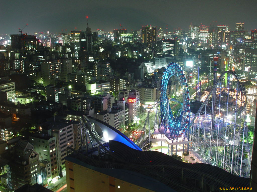 города, огни, ночного