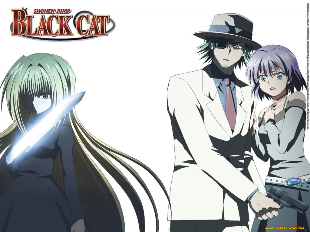 аниме, black, cat