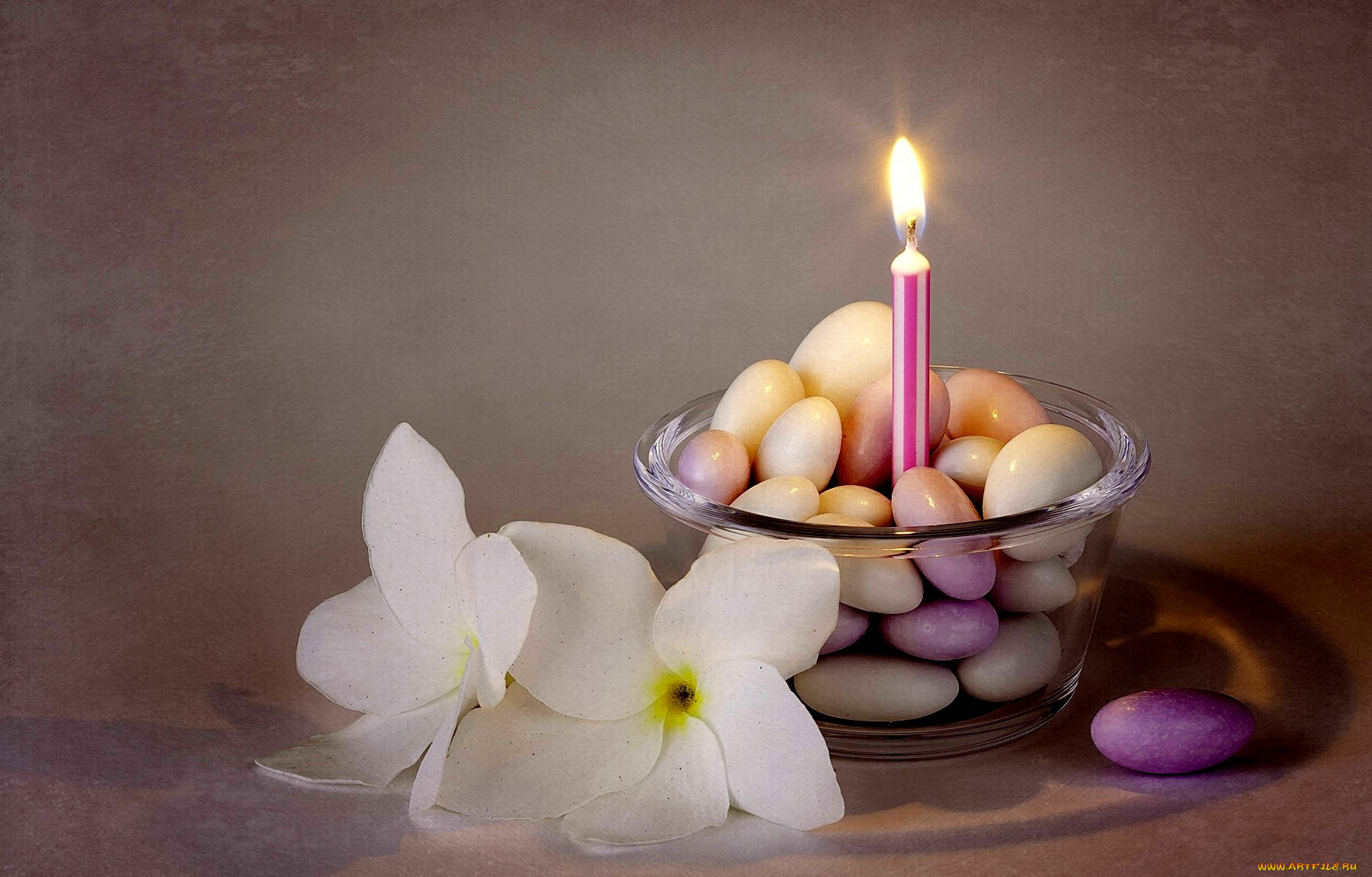 разное, свечи, цветы, огонь, камешки