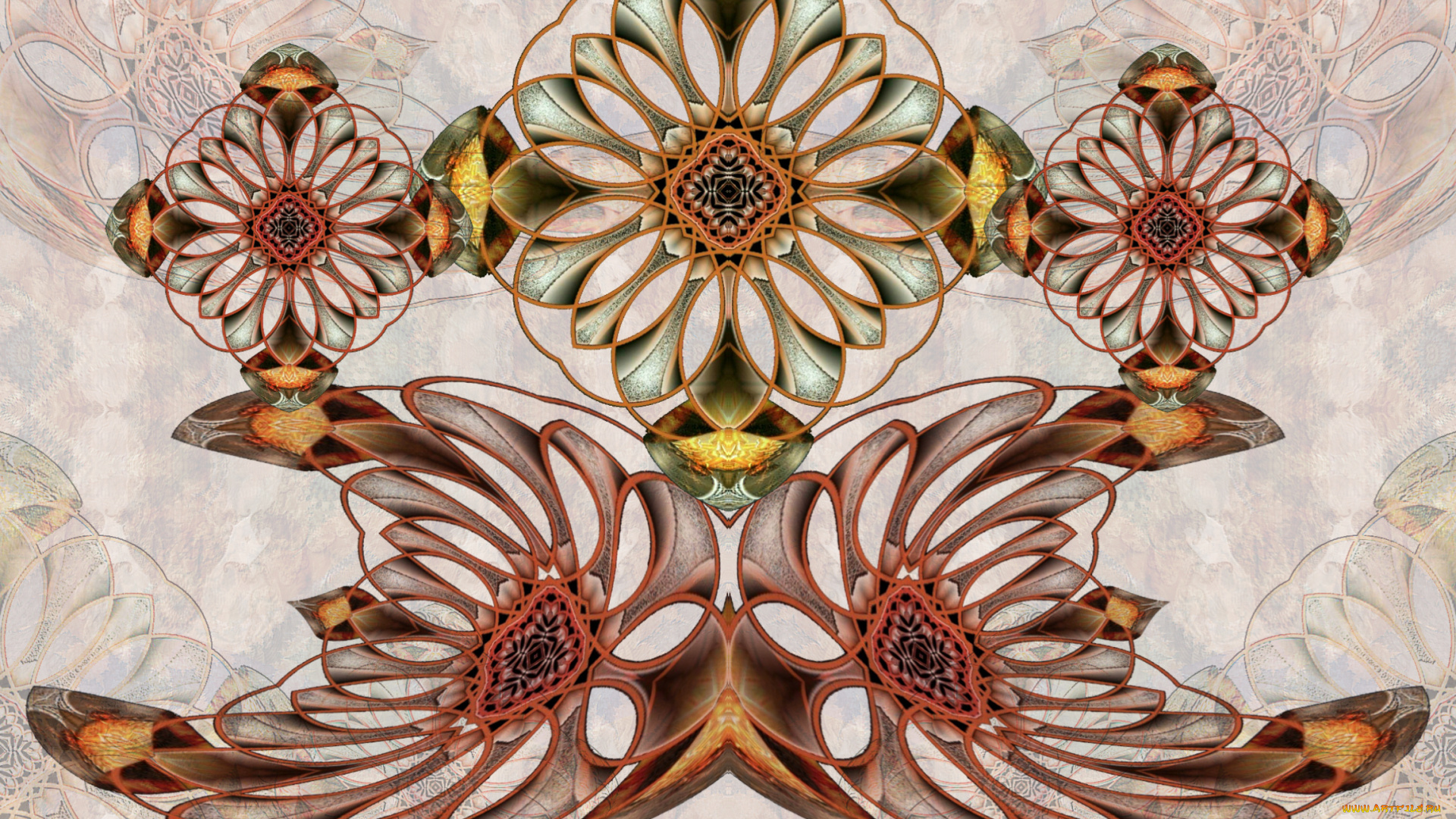 3д, графика, fractal, фракталы, абстракция, светлый, узор