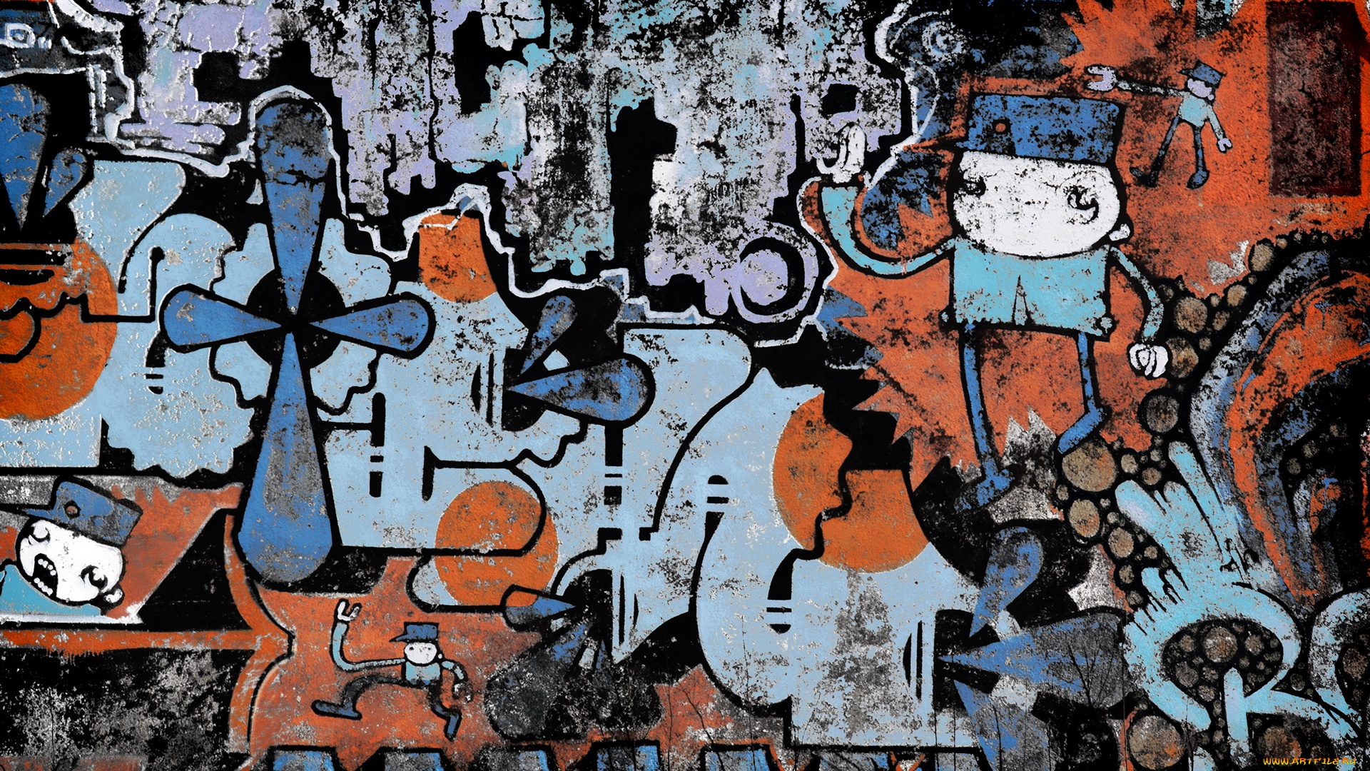 разное, граффити, стена, рисунки