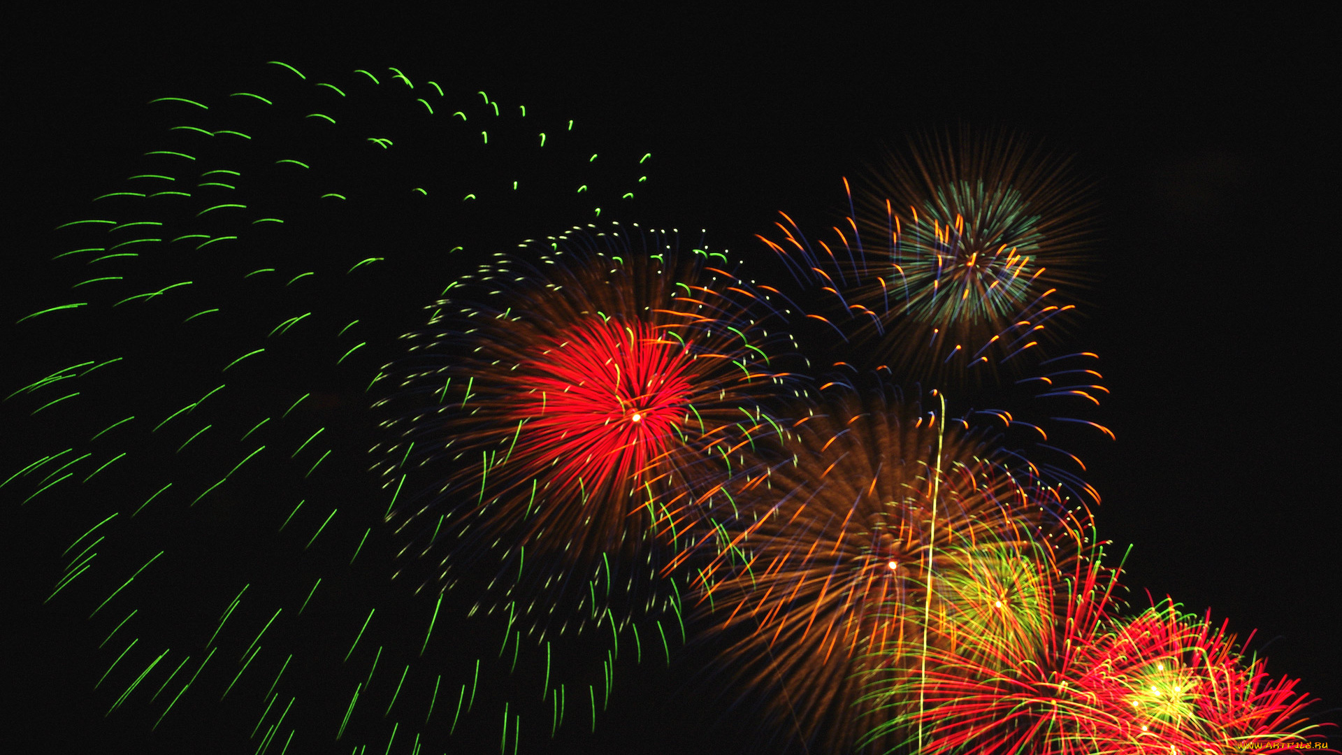 разное, салюты, фейерверки, салют, ночь
