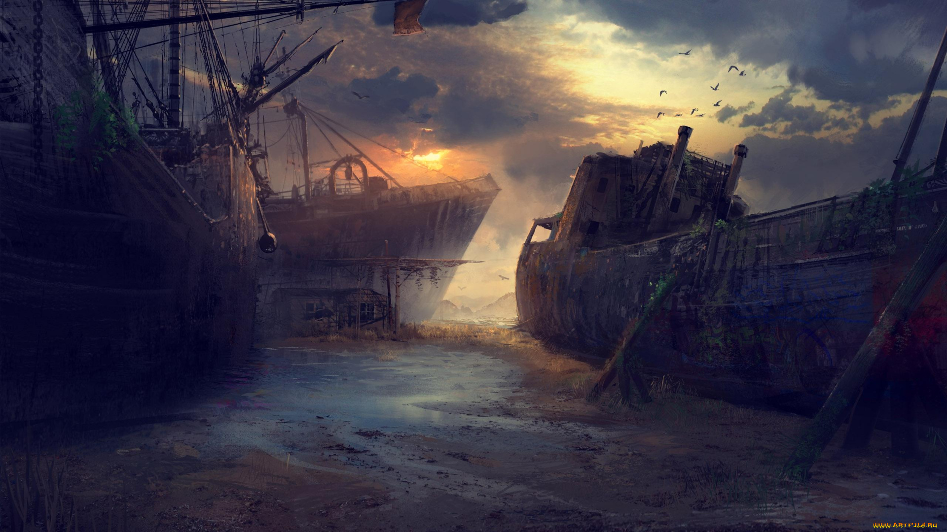 simon, weaner, рисованные, корабли, кладбище, кораблей