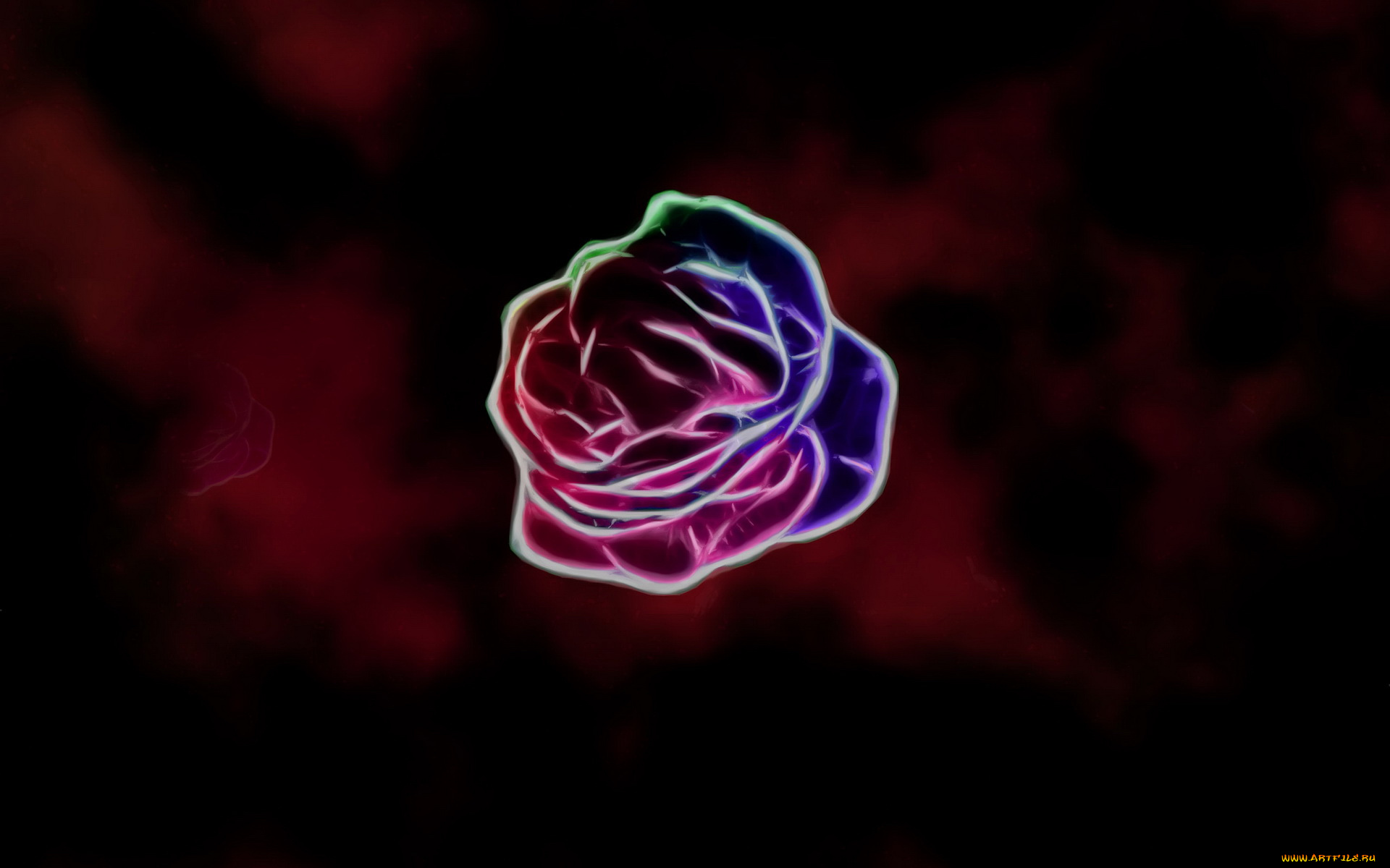 3д, графика, flowers, цветы, фрактал, тёмный