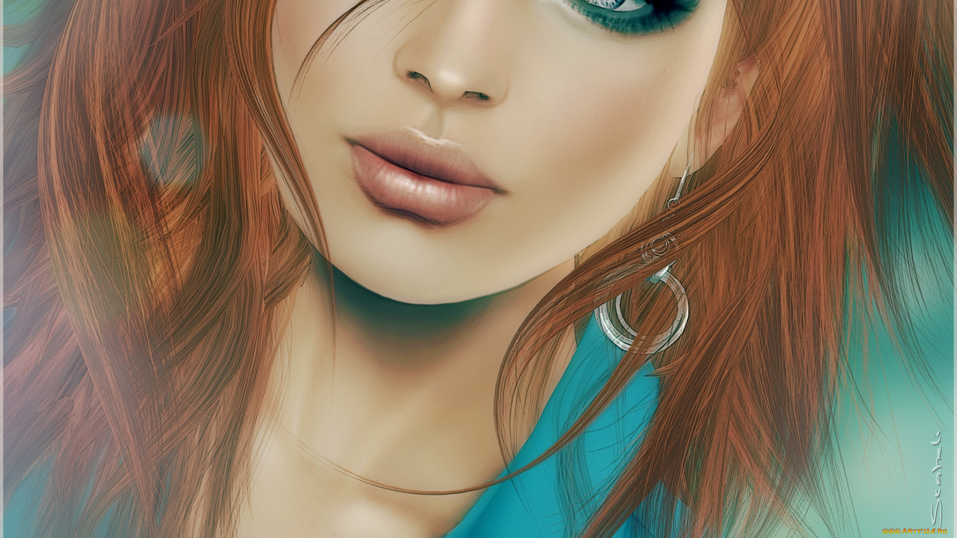 3д, графика, portraits, портрет, девушка, глаза, лицо