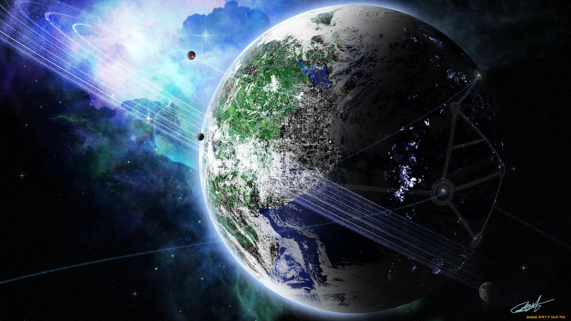 космос, арт, вселенная, планеты