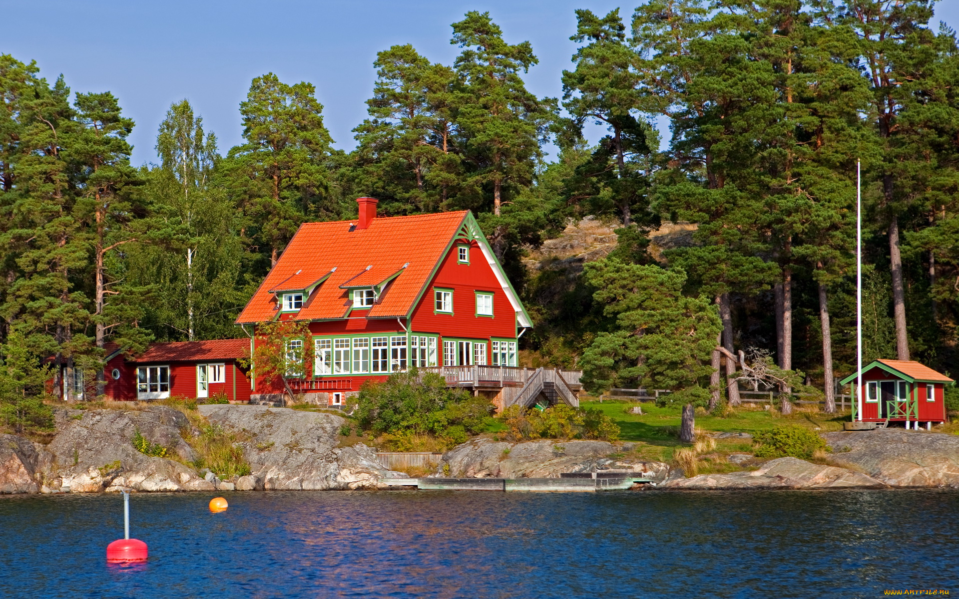 швеция, стокгольм, города, дом, река