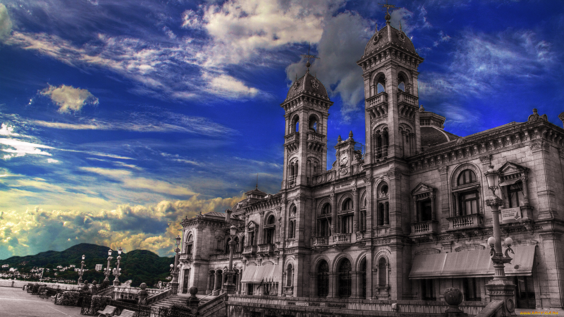 san, sebasti&, 225, basque, country, spain, города, здания, дома, страна, басков, доностия, небо, ратуша, испания, donostia, sebastian, сан-себастьян