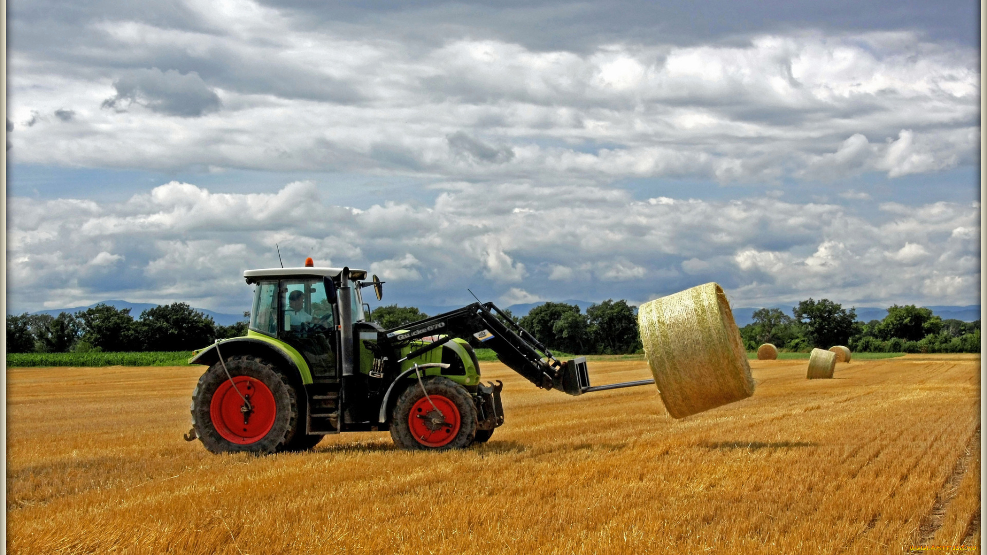 техника, тракторы, сено, поле, тракток