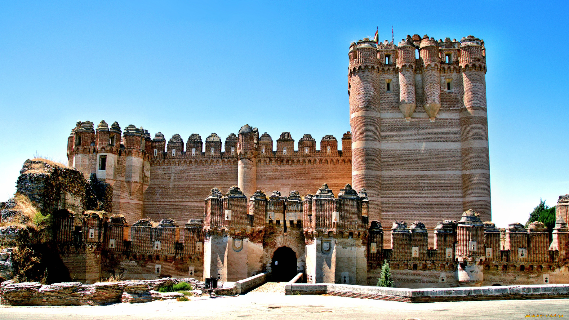 замок, кока, испания, города, дворцы, замки, крепости